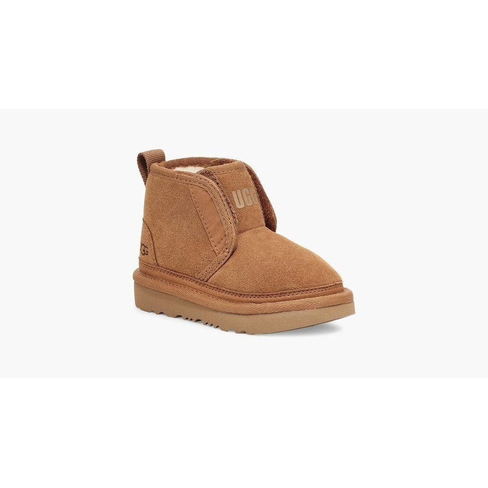 Kids UGG Brown Suede Sheepskin Lined Booties Toddler Infant Size 9